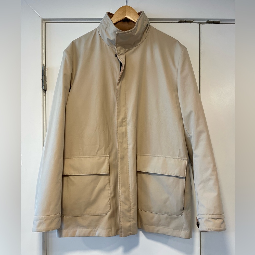 Mens Loro Piana Reversible Storm System Rain Coat Size IT 50 Cashmere Silk